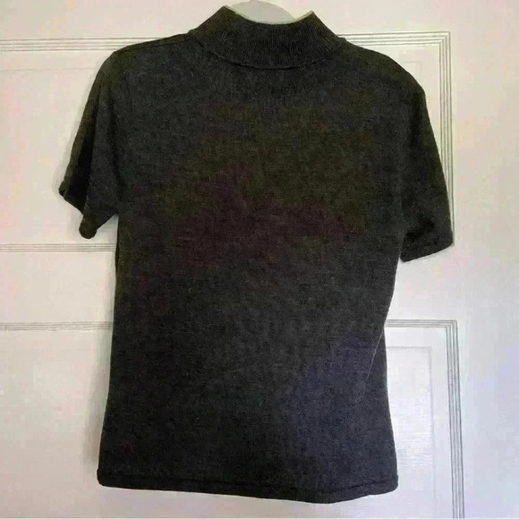 Vintage Tahari Women’s Sweater Mock Turtleneck Grey Green Argyle 90s Preppy Fall - Picture 5 of 9